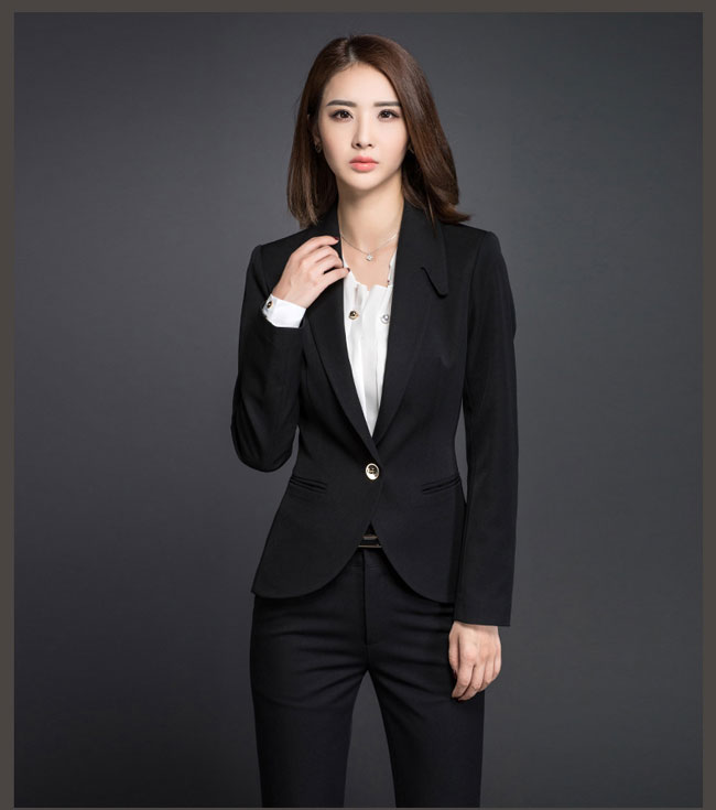 韩版女职业西装工作服订做正面款式效果展示图
