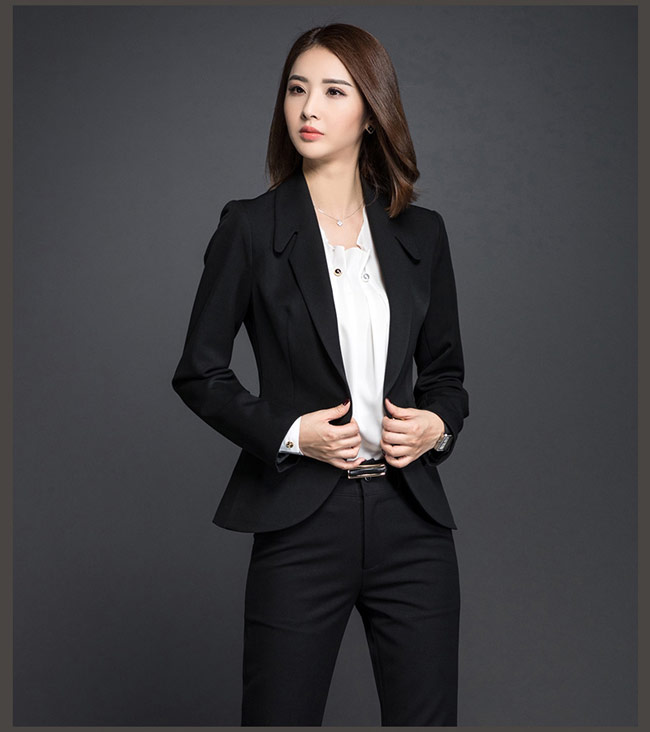 韩版女职业西装工作服订做正面款式效果图