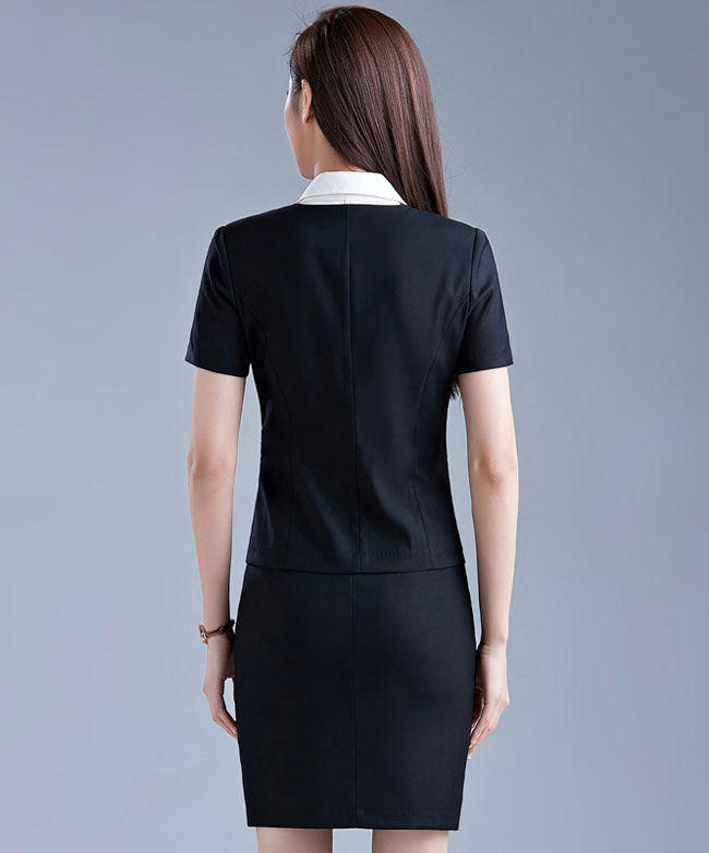 紫色款专柜营业员工作服背后款式展示图
