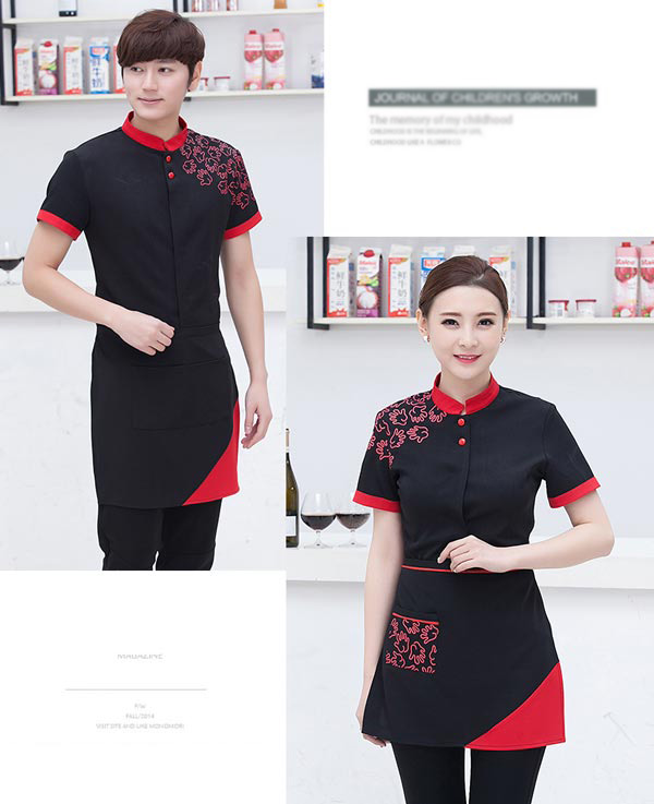黑色短袖餐饮服务员工作服订做展示图二