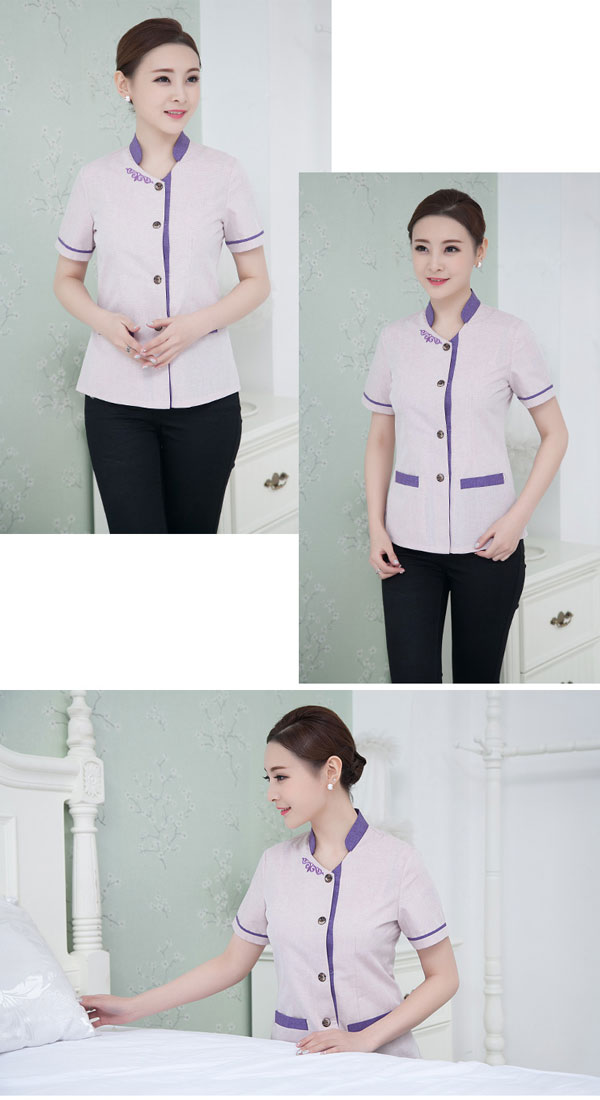 高档女装短袖保洁员服装款式展示图二