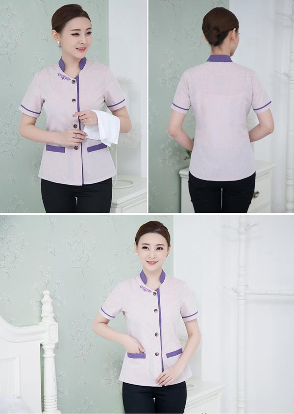 高档女装短袖保洁员服装款式展示图三