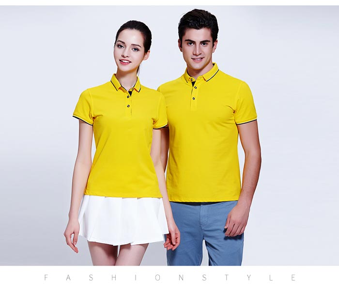黄色短袖polo衫定做男/女款式展示图