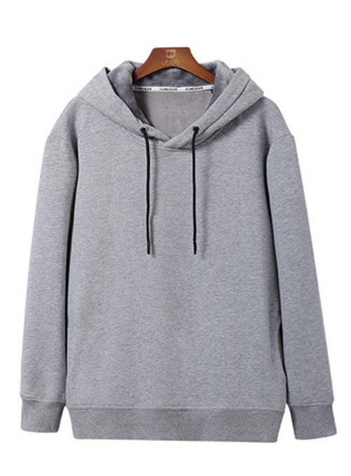 花灰色带帽加厚套头卫衣班服定制
