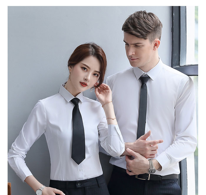 经典商务白色职业长袖衬衫男女款式模特效果图